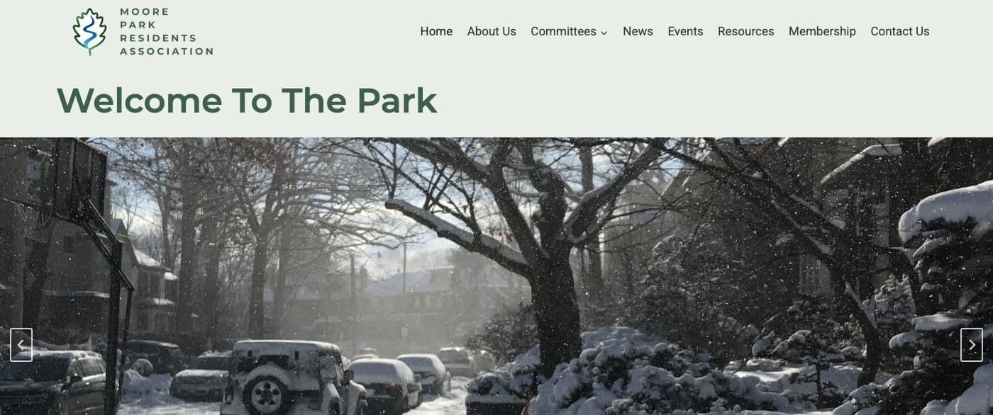 Moore Park Residents Association — live site preview